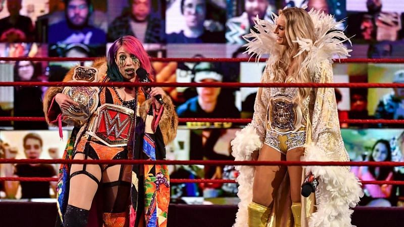 The Women's Tag Team Champions Asuka and Charlotte Flair